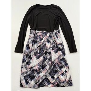 DKNY Dress Long Sleeve Abstract Print Black Casual Career‎ Size M